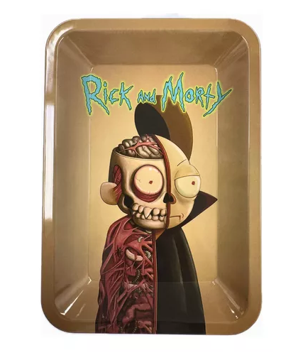 Bandeja de Fumo Metal - Personalizado Rick And Morty - Tamanho: 18cm x 14cm